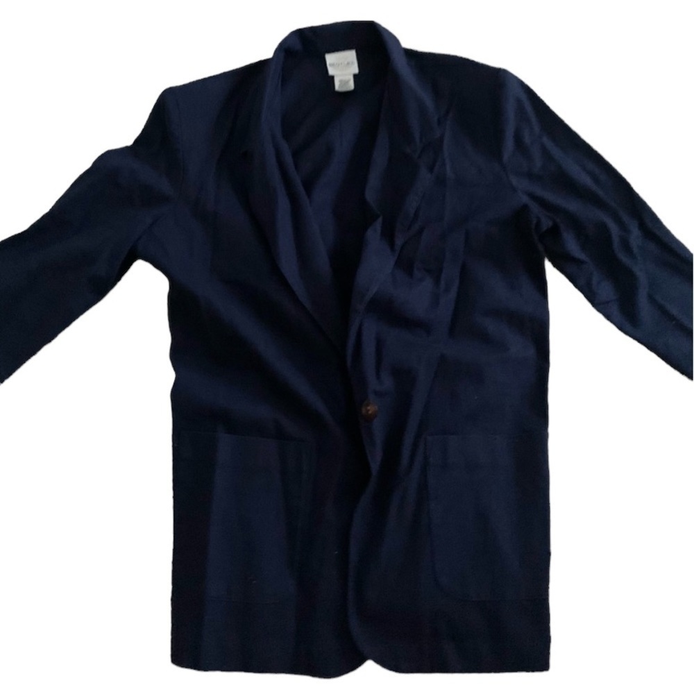 Bentley | Vintage Blue Blazer Button Linen Cotton Linen Blend Luxury Medium